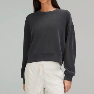 lululemon Softstreme Perfectly Oversized Cropped Crew Black Women's 6 Sweatshirt